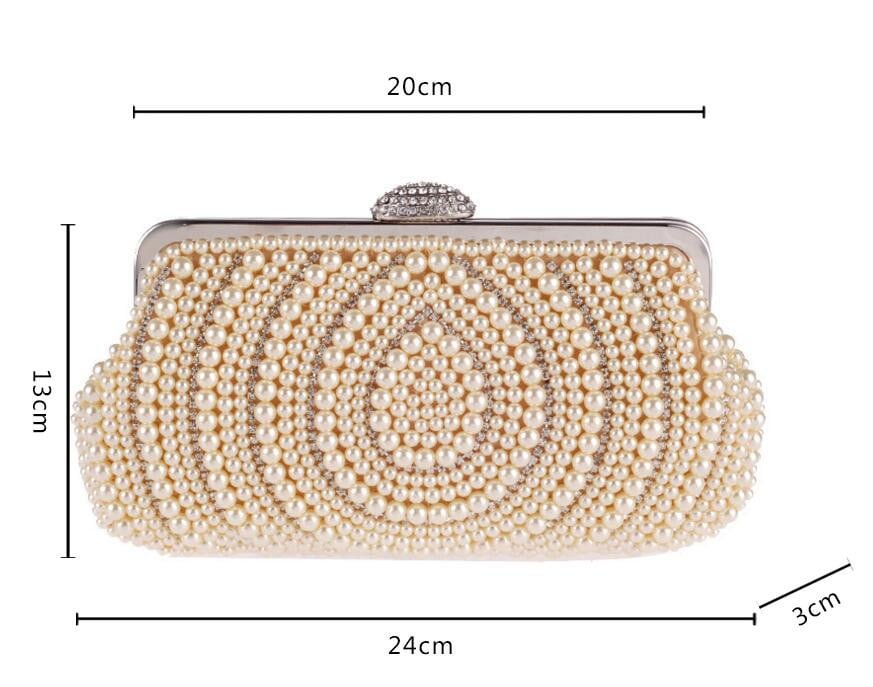 Beaded Evening Bag Pearls Diamonds Clutch