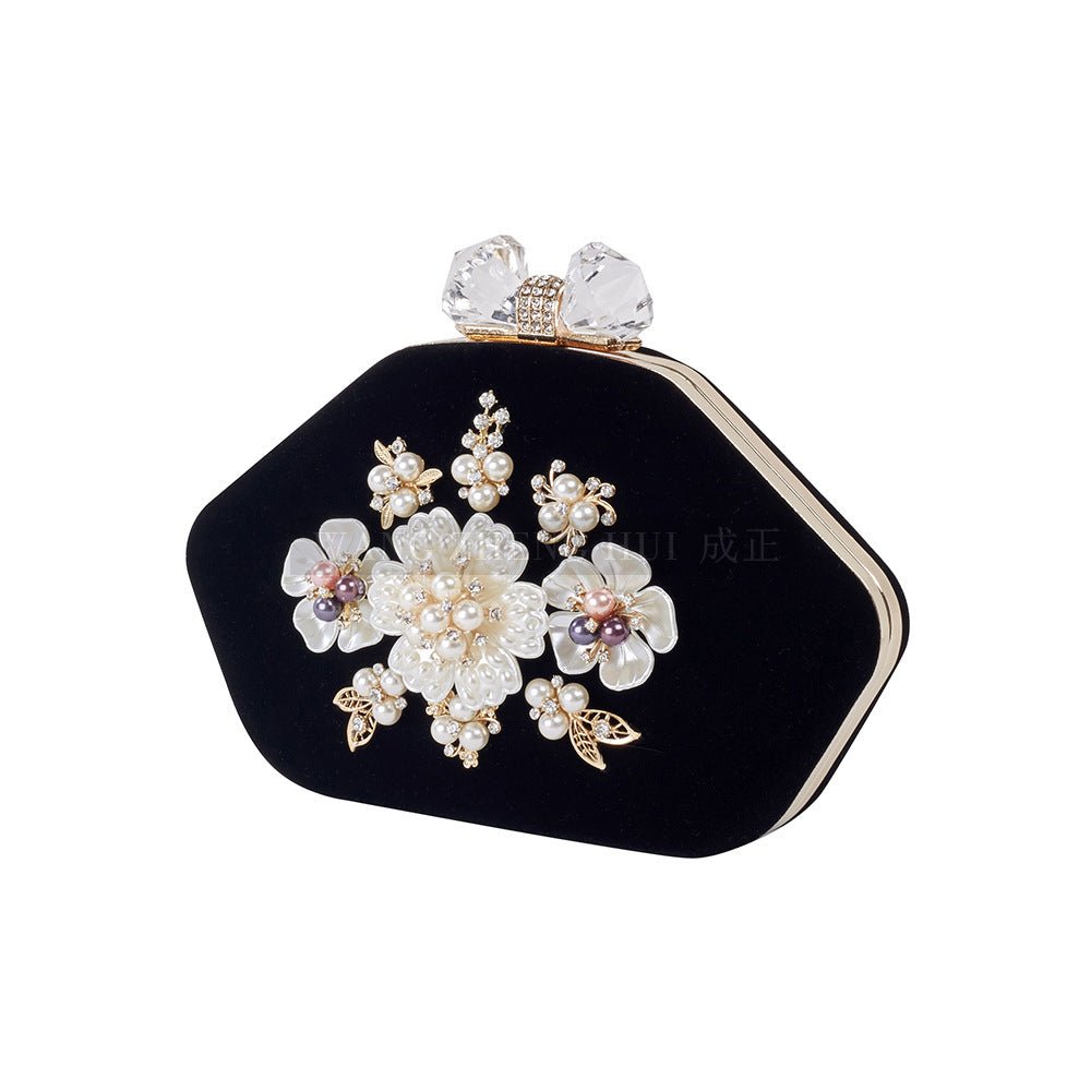 Beaded Flower Velvet Evening Bag