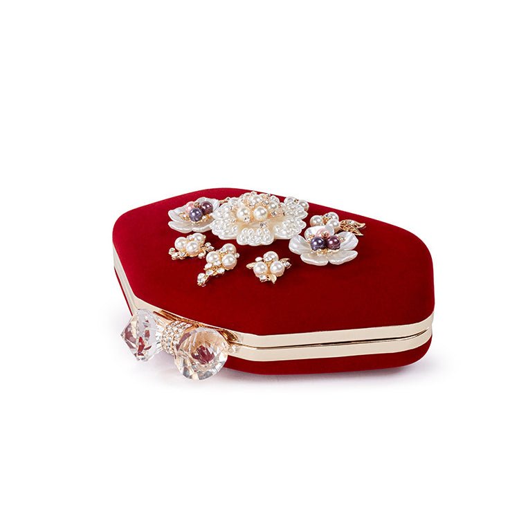 Beaded Flower Velvet Evening Bag