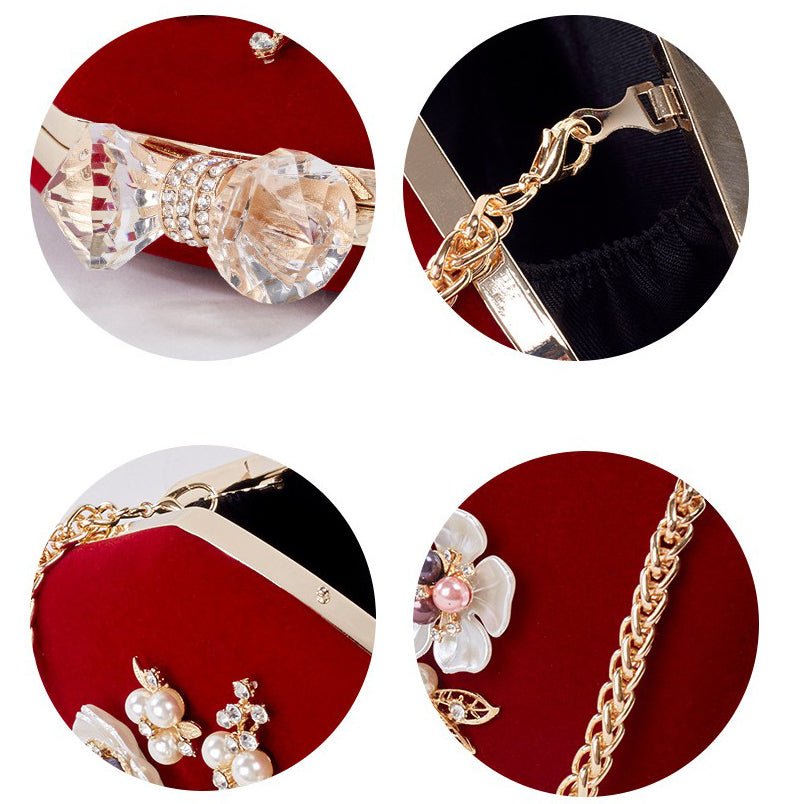 Beaded Flower Velvet Evening Bag