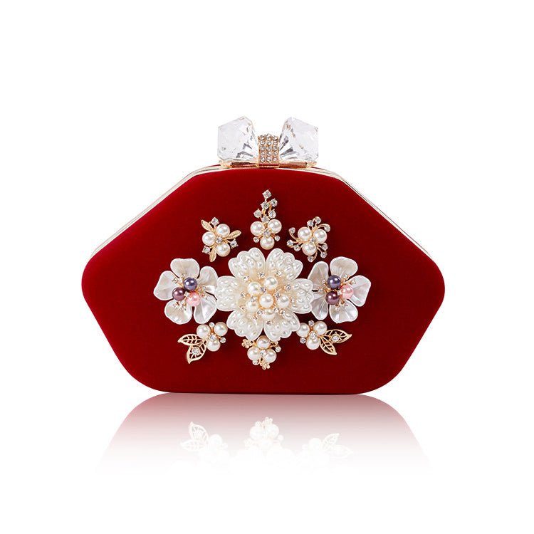 Beaded Flower Velvet Evening Bag