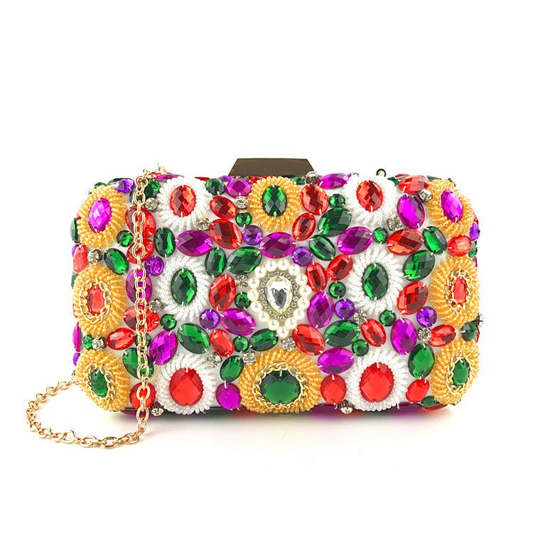 Big Rhinestone Beaded Women Evening Clutch Purse Ladies Handbags