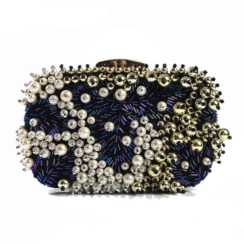 Black Evening Bag Beaded Diamond Clutch