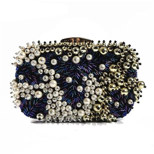 Black Evening Bag Beaded Diamond Clutch