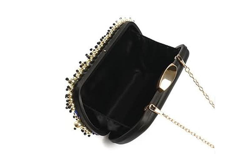 Black Evening Bag Beaded Diamond Clutch