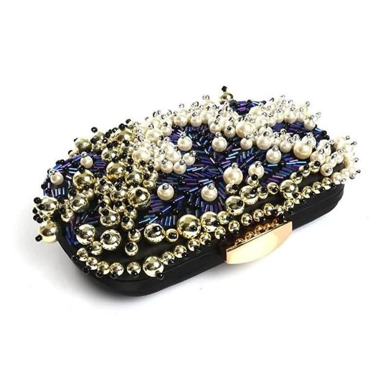 Black Evening Bag Beaded Diamond Clutch