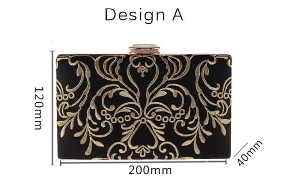 Black Evening Bag Diamond Embroidery Flower Clutch
