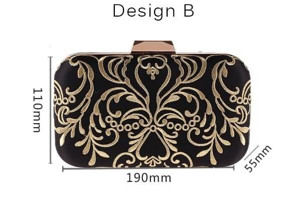 Black Evening Bag Diamond Embroidery Flower Clutch