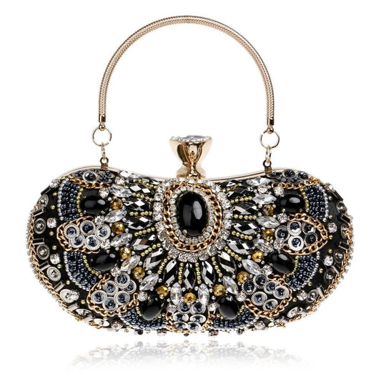 Black Evening Bag Sparkly Beaded Clutch