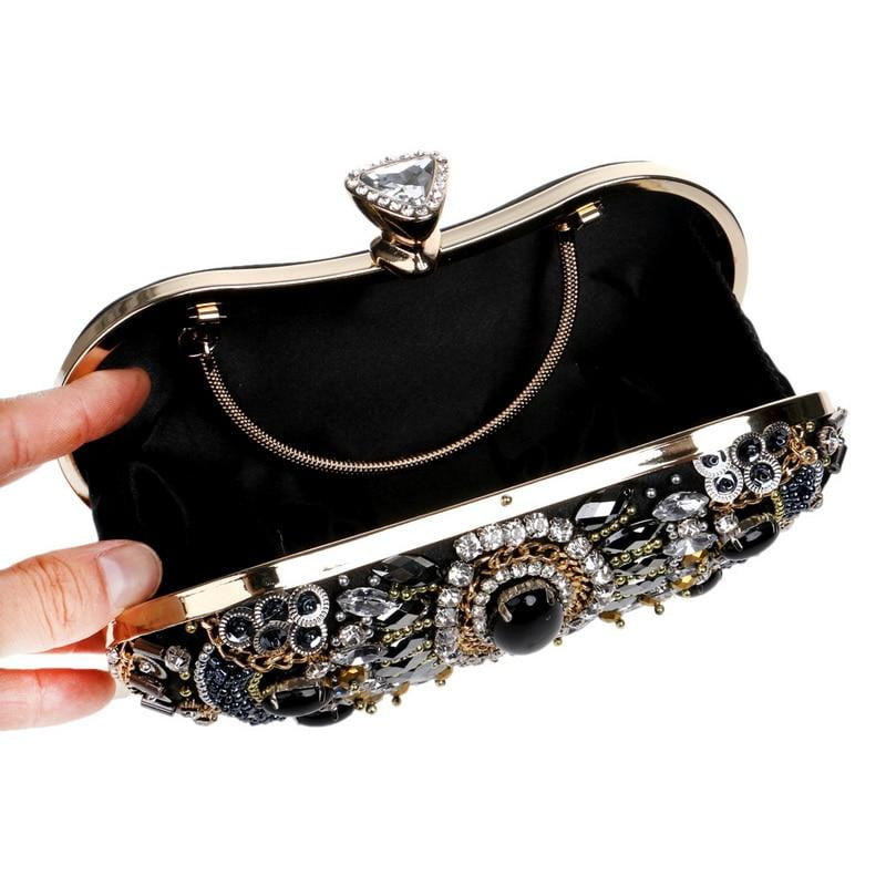 Black Evening Bag Sparkly Beaded Clutch