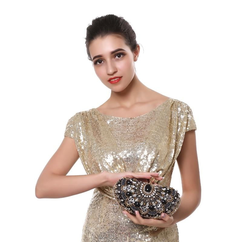 Black Evening Bag Sparkly Beaded Clutch