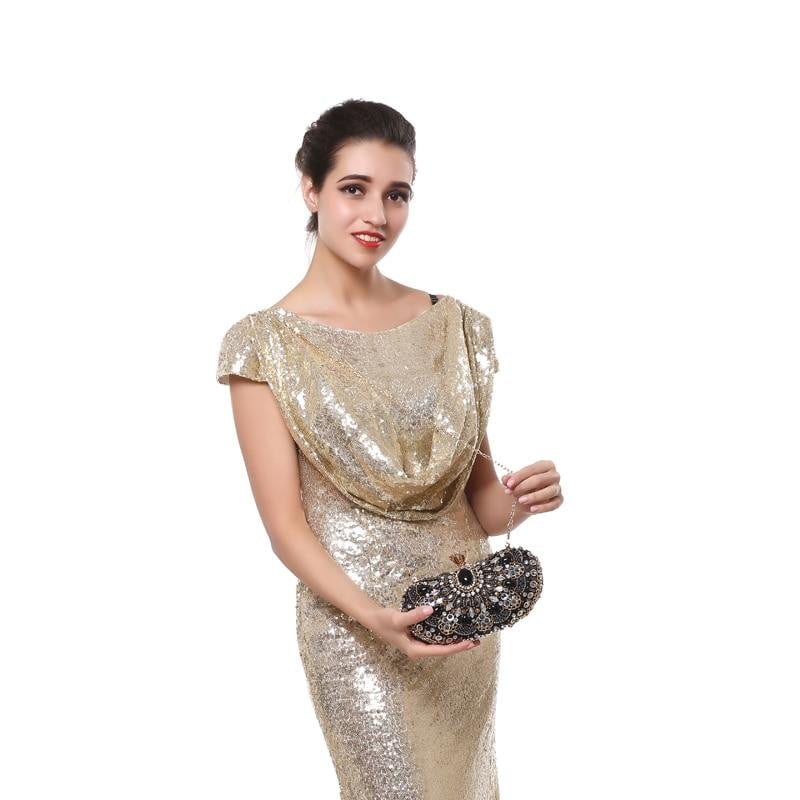 Black Evening Bag Sparkly Beaded Clutch