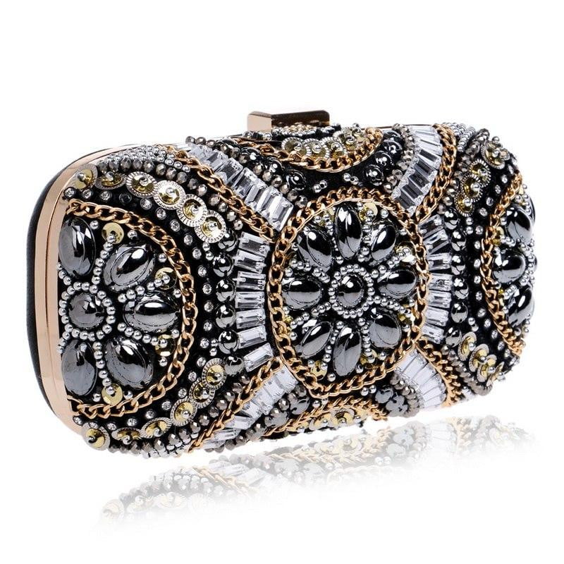 Black Evening Bags Beaded Diamonds Clutches