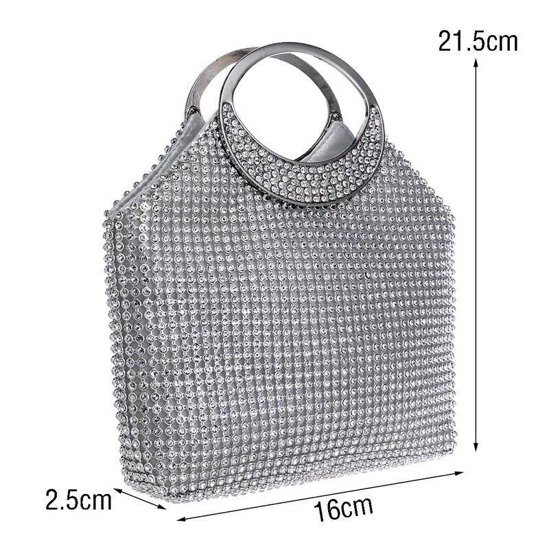 Bucket Clutches Rhinestones Party Handbags Wedding Purse