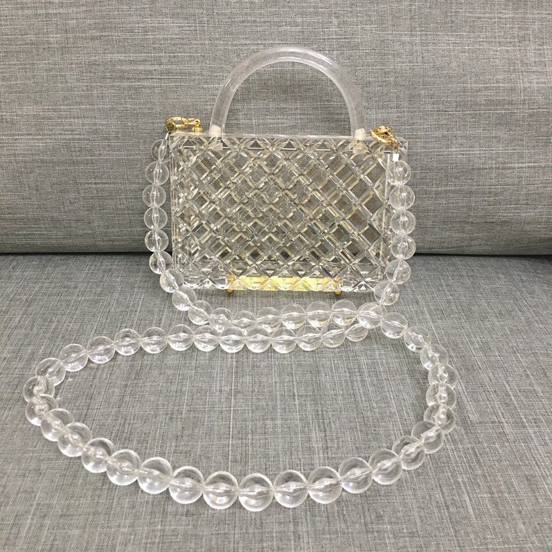 Clear Acrylic Box Evening Bag Women Summer Handle Clutch Purses