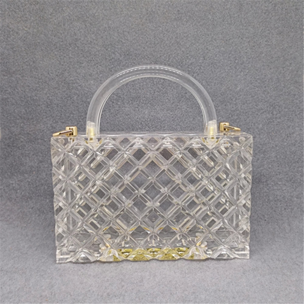 Clear Acrylic Box Evening Bag Women Summer Handle Clutch Purses