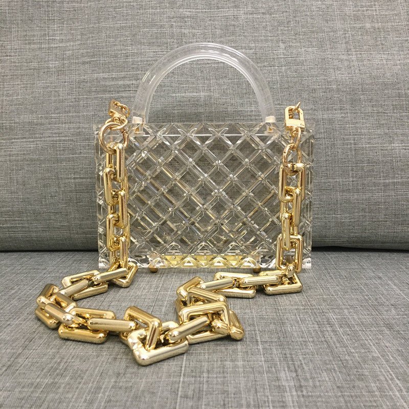 Clear Acrylic Box Evening Bag Women Summer Handle Clutch Purses
