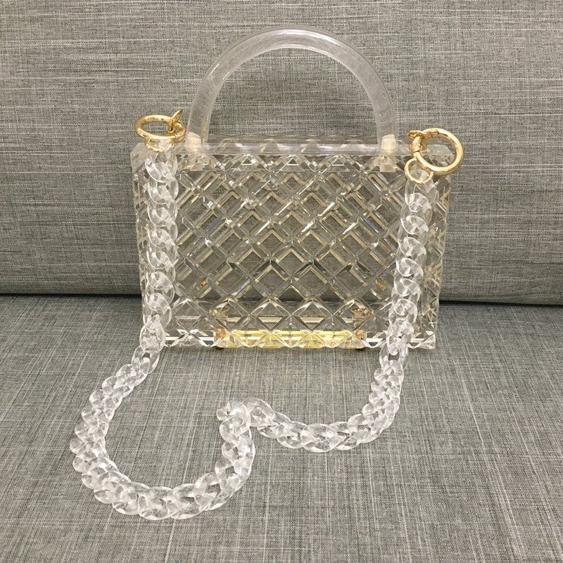 Clear Acrylic Box Evening Bag Women Summer Handle Clutch Purses