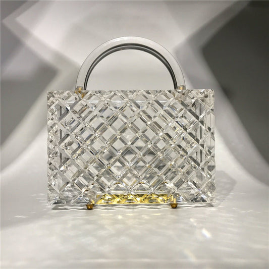 Clear Acrylic Box Evening Bag Women Summer Handle Clutch Purses