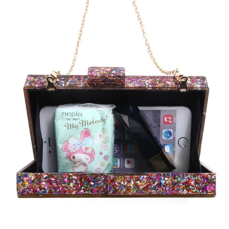 Colorful Sequin Luxury Evening Clutch Bags Acrylic