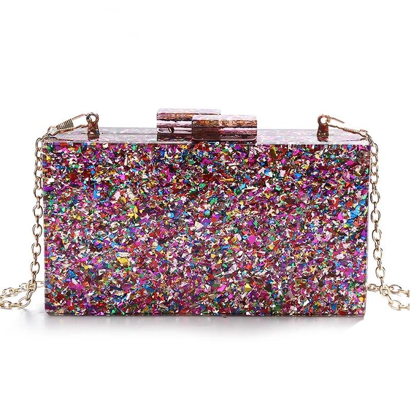 Colorful Sequin Luxury Evening Clutch Bags Acrylic