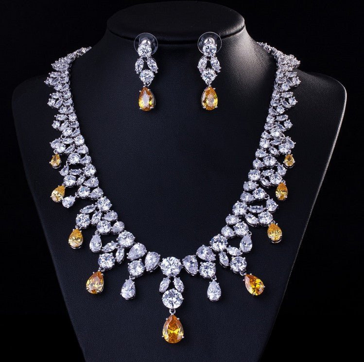 Cubic Zirconia Wedding Jewelry Set Gemstone Necklaces For Women