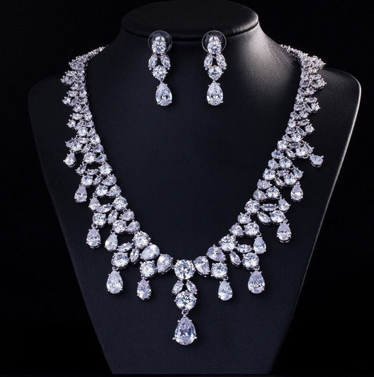 Cubic Zirconia Wedding Jewelry Set Gemstone Necklaces For Women