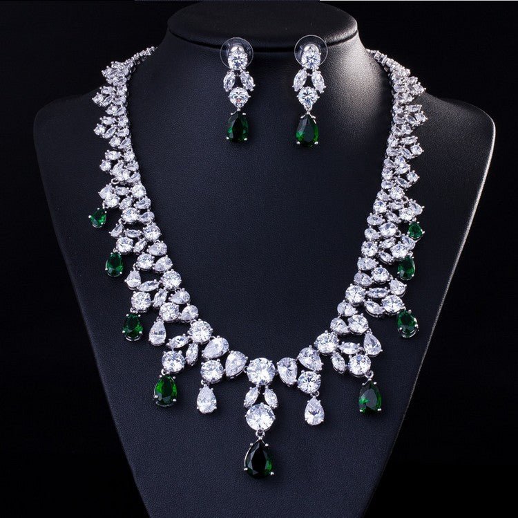 Cubic Zirconia Wedding Jewelry Set Gemstone Necklaces For Women