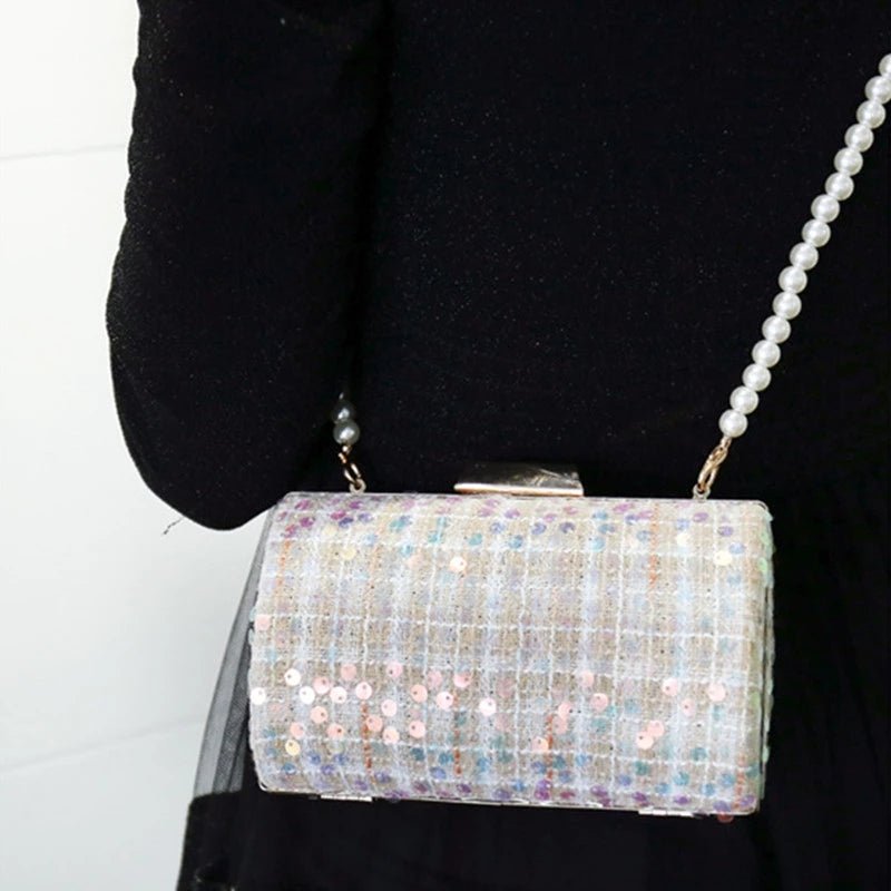Cylindrical Sequined Crossbody Clutch Bag