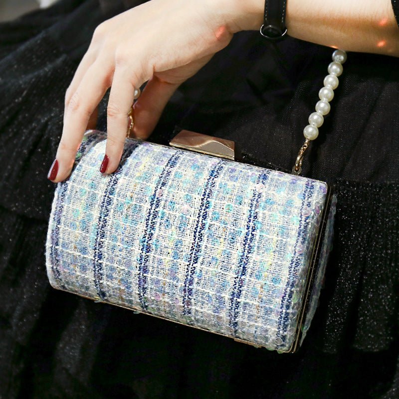 Cylindrical Sequined Crossbody Clutch Bag