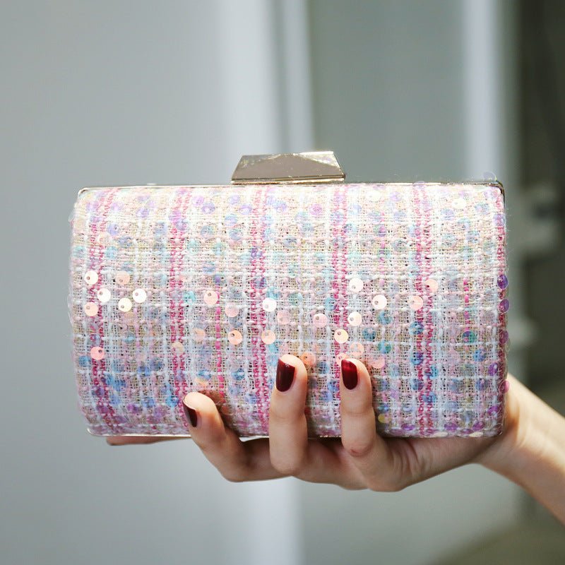 Cylindrical Sequined Crossbody Clutch Bag