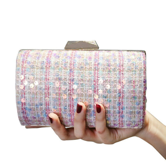 Cylindrical Sequined Crossbody Clutch Bag