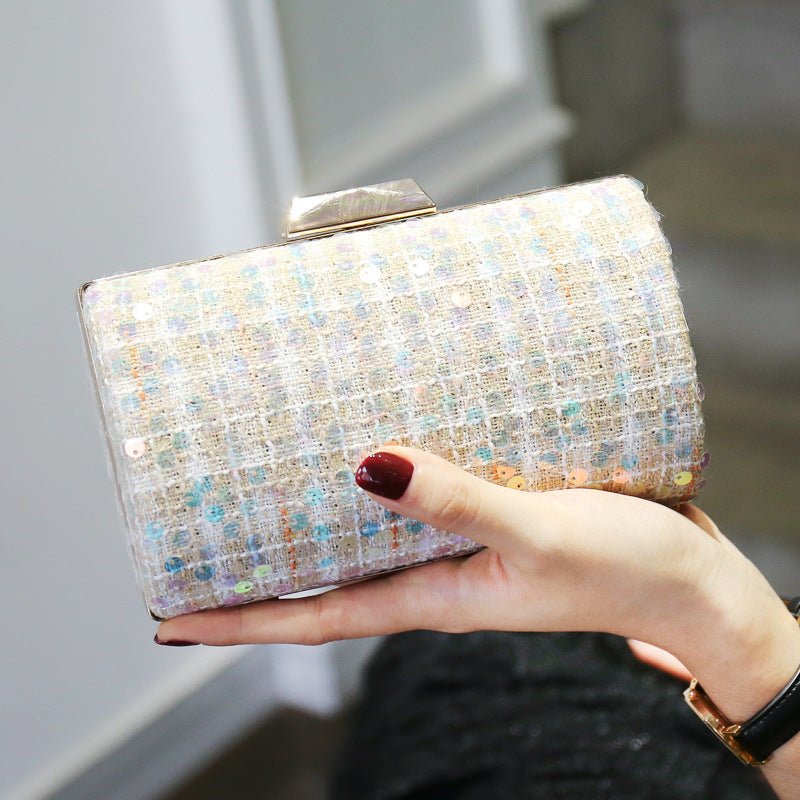Cylindrical Sequined Crossbody Clutch Bag