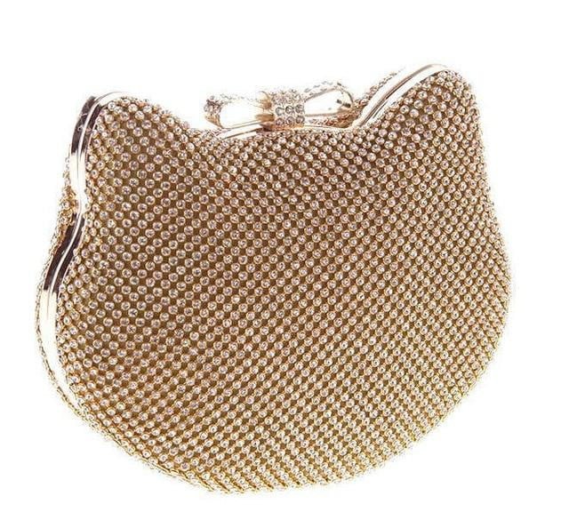Diamond Evening Bags Cat Head Rhinestone Clutches