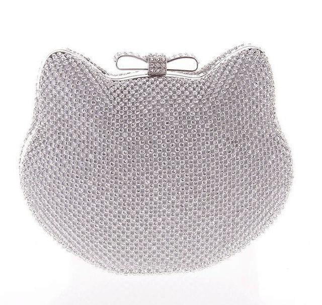 Diamond Evening Bags Cat Head Rhinestone Clutches