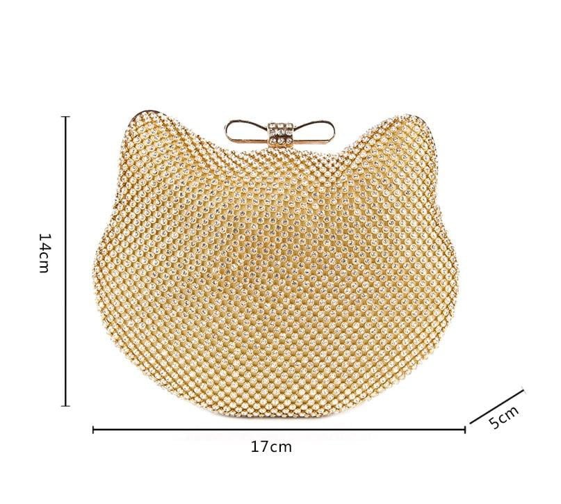 Diamond Evening Bags Cat Head Rhinestone Clutches