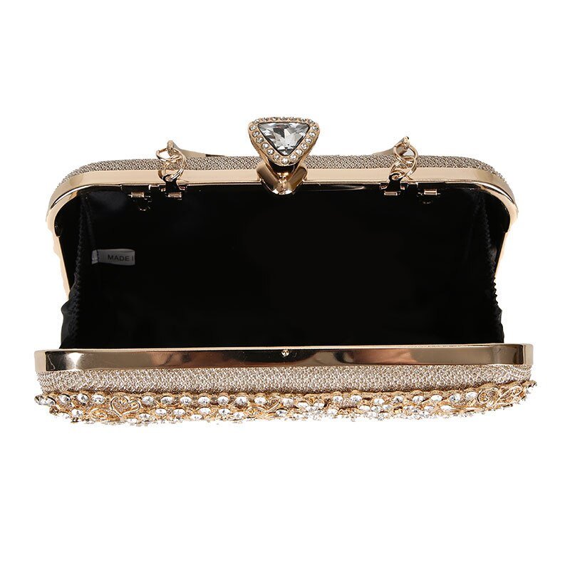 Diamond Flower Evening Purse Minaudiere Clutch Bag with Handle