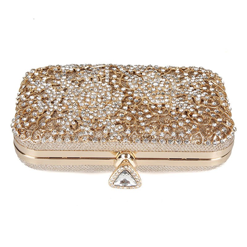 Diamond Flower Evening Purse Minaudiere Clutch Bag with Handle