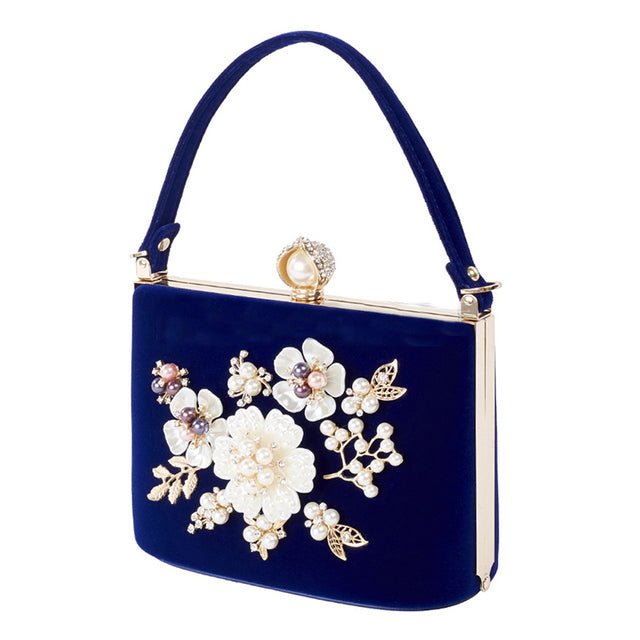 Diamond Flower Velvet Hand Clutch Bag