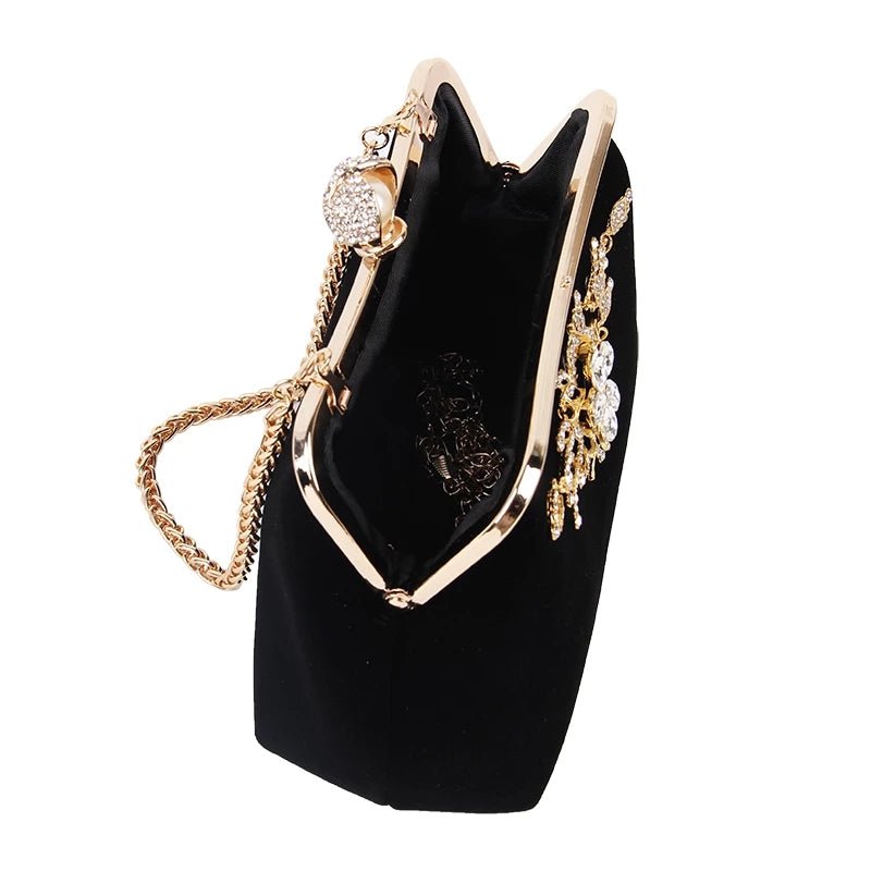 Diamond Flower Velvet Party Clutch Bag