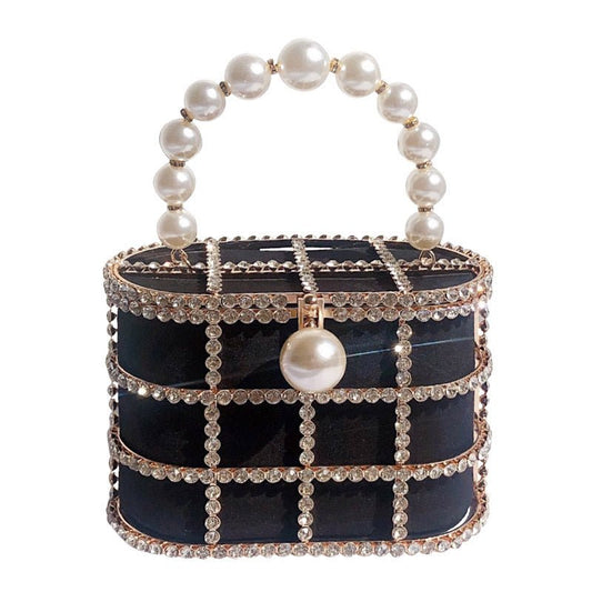 Diamonds Hollow Out Evening Clutch Bags Pearl Beaded Handbags