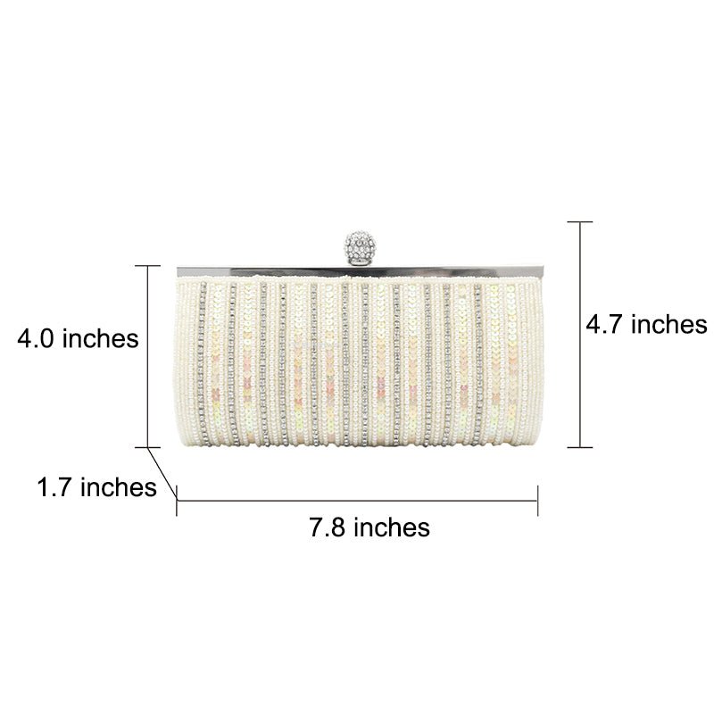 Elegant Square Sequined Pearl Evening Party Clutch