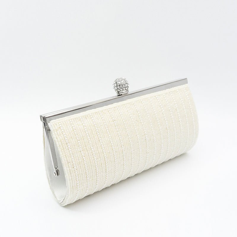 Elegant Square Sequined Pearl Evening Party Clutch