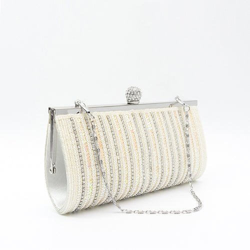 Elegant Square Sequined Pearl Evening Party Clutch
