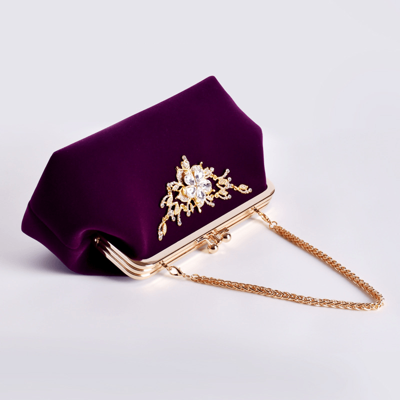 Elegant Velvet Flower Hand Evening Bag