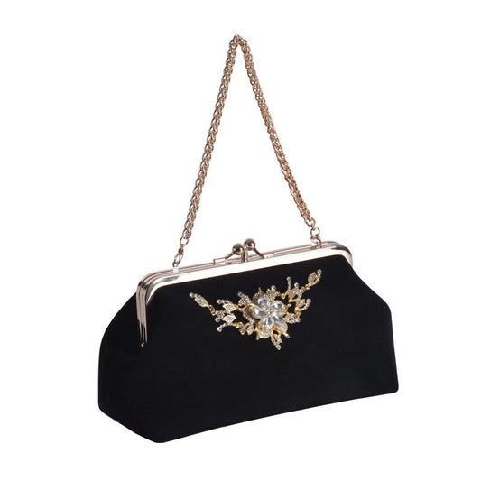Elegant Velvet Flower Hand Evening Bag