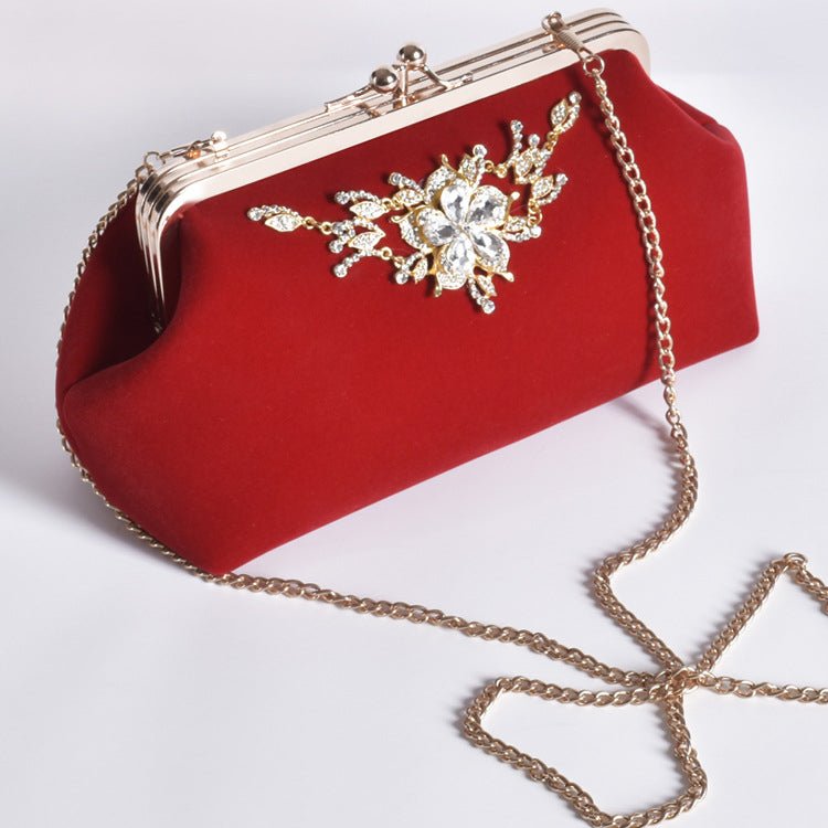 Elegant Velvet Flower Hand Evening Bag