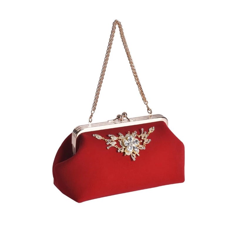 Elegant Velvet Flower Hand Evening Bag
