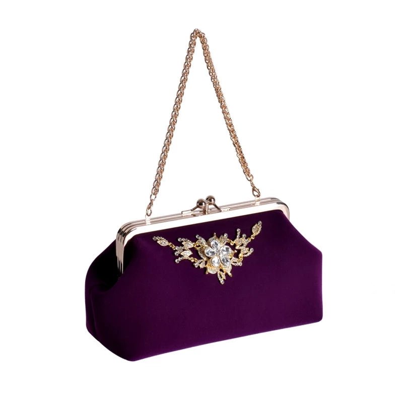 Elegant Velvet Flower Hand Evening Bag
