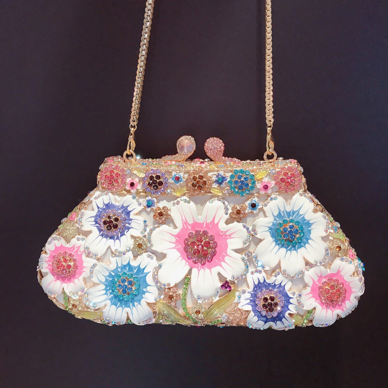 Enamel Daisy Clutch Bag Gorgeous Evening Purse